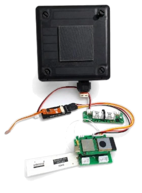 Open GeoInspect sensor enclosure with its circuit boards, cables and sensor module